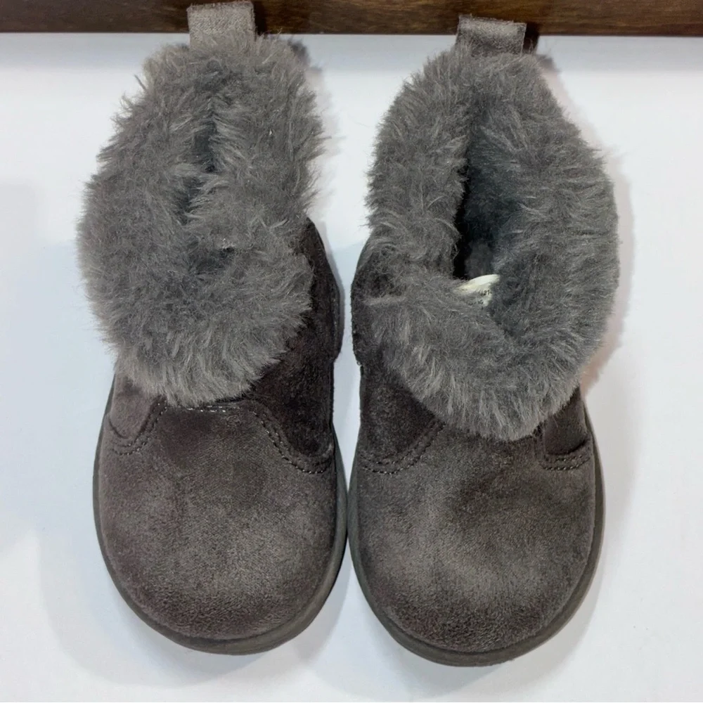 Wonder Nation Baby Girl Faux Fur Shearling Boot Gray Toddler Size 3